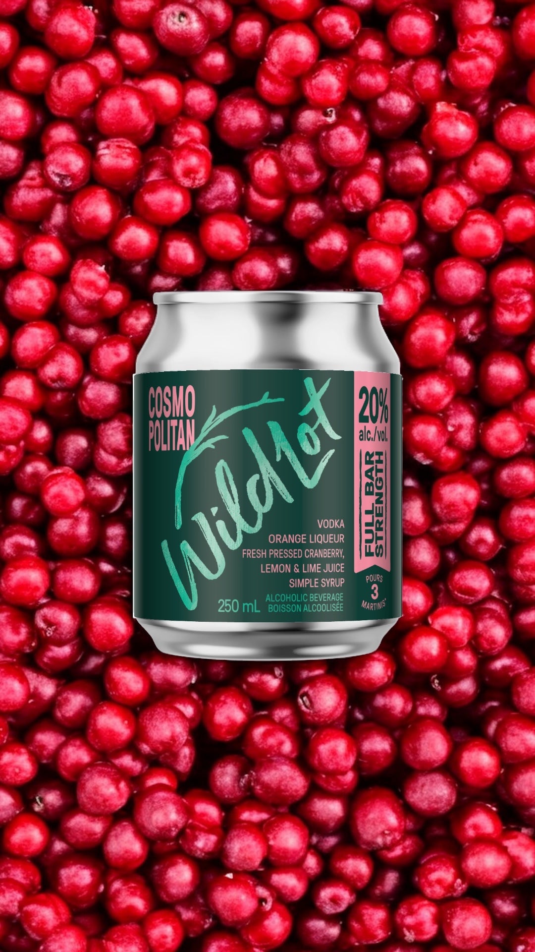 *Bar Strength* Cosmopolitan Martini (20% ABV, Each Can Serves 3)