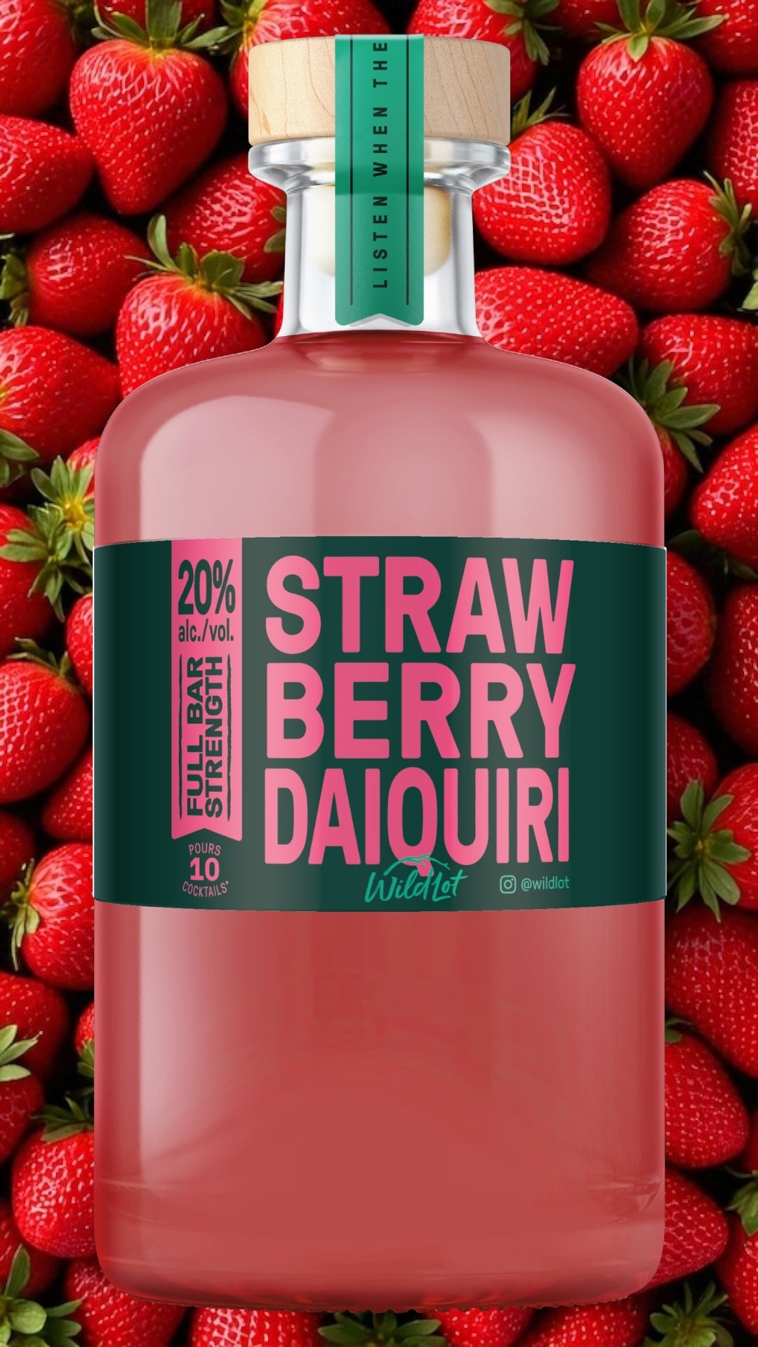 *Bar Strength* Strawberry Daiquiri Cocktail (20% ABV, Each Bottle Serves 10)